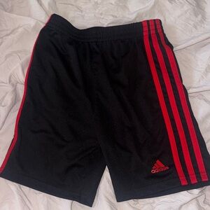 Adidas Men's Athletic Shorts in Black with Red Stripes